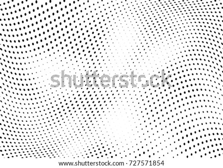 Abstract halftone wave dotted background. Futuristic twisted grunge pattern, dot, circles.  Vector modern optical pop art texture for posters, business cards, cover, labels mock-up, stickers layout
