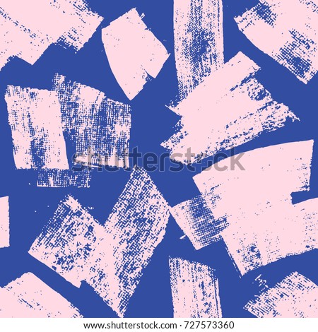 Abstract vector creative seamless pattern with brush strokes. Colorful background for printing brochure, poster, card, print, textile,magazines, sport wear. Modern trendy design. Pink and blue colors.