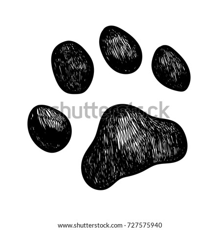 Vector illustration sketch of a dog paw print