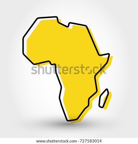 yellow outline map of Africa, stylized concept Royalty-Free Stock Photo #727583014