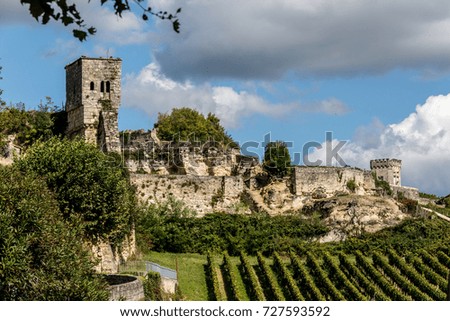 The medieval town of  Saint-Emilion Royalty-Free Stock Photo #727593592