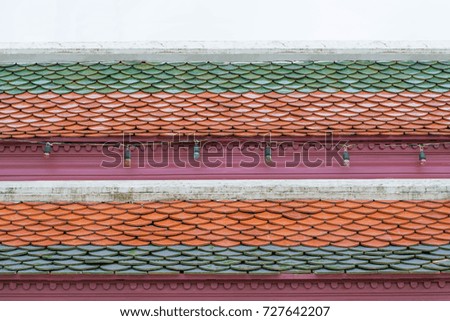 Ancient roof made by  roofing tile, Thailand
