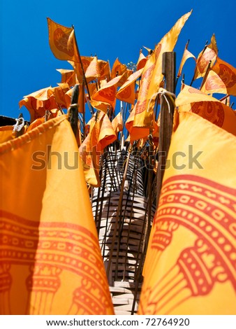 Buddhist Symbol Flags in Chiangmai, Thailand