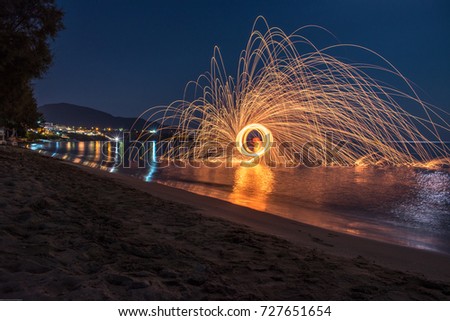 Steel wool Photography at the beach