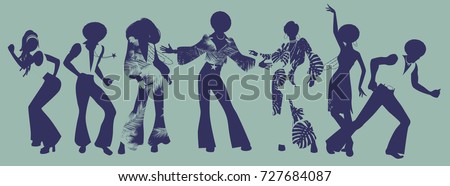 Soul Party Time. Dancers of soul, funk or disco. Royalty-Free Stock Photo #727684087