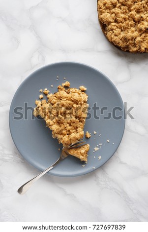 image of tasty apple pie slice. flat lay