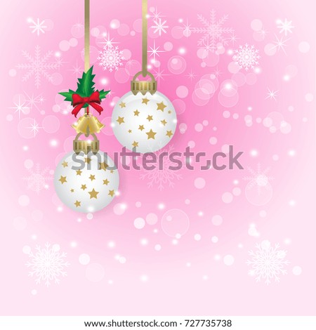 Christmas and ball decoration pink vector background
