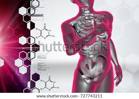 3d illustration of Skelton with chest pain
