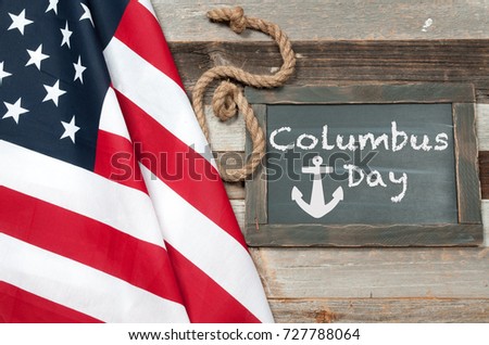 Happy Columbus Day. United States flag. American flag