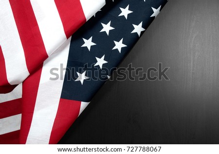 USA flag. American flag. American flag on wooden background