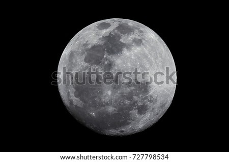 KUALA LUMPUR, MALAYSIA 05 OCTOBER 2017 - Full moon pictures are recorded on October 05, 2017, at 2am for Malaysia time with dark background.