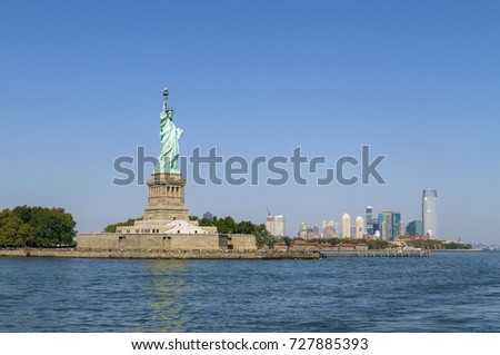 The statue of Liberty and Manhattan skyline, New York City