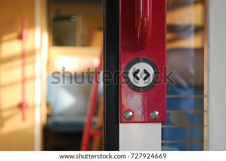 Open Door Button, Vintage Train, Red