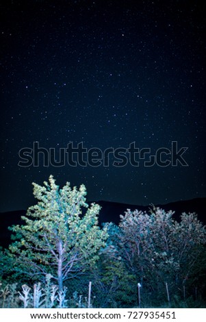 The stars at night near Tatev monastery complex in Armenia 