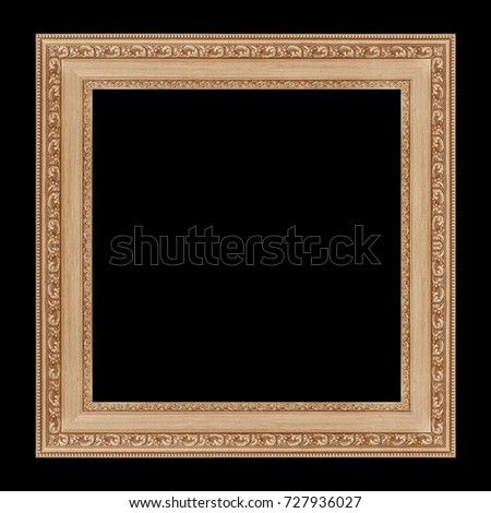Vintage wooden frame isolated on black background