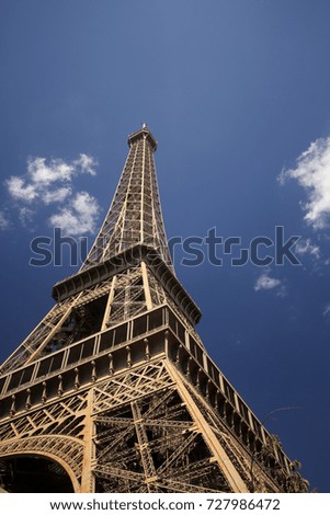 Eiffel tower with blue sky background