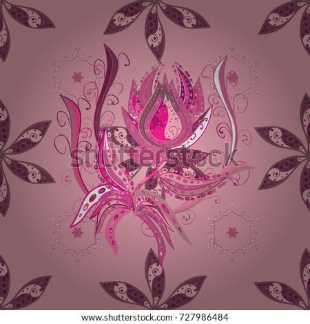 Holidays mood. Gentle romantic print. Spring summer time. Flowers on pink, purple and neutral colors. Vector seamless cute flower pattern.