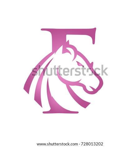 Purple Initial F Horse Set Vector Logo
