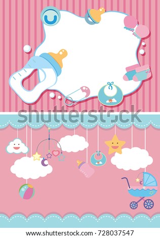 Two background template with baby items illustration