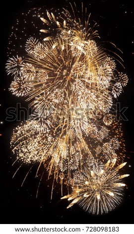 Fireworks and bokeh in New Year eve and copy space. Abstract background holiday.