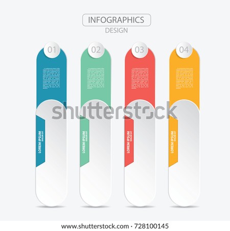 Modern Infographics design. Vector timeline infographic template. Red , Blue , Yellow and Green colors.