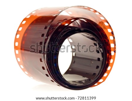 Roll of photography film on a white background
