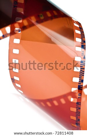 Detail of photography film on a white background