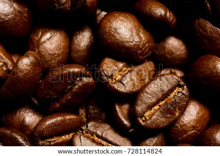 Roasted coffee beans background,macro photo