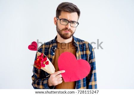 Guy with heart postcard