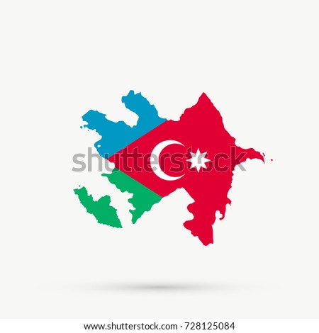 Azerbaijan map in Azerbaijan (Iran) flag colors
