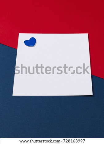 Envelopes, sheets of paper, heart icons. Blue, white and red color mock-up layout of stationery, a template for brand identification . For presentations and portfolio of graphic designers