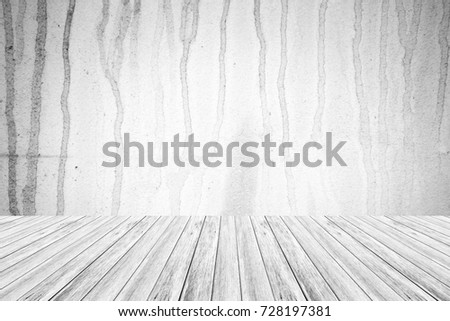 Wall texture background surface natural color , process in white color with wood terrace