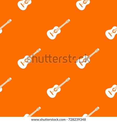 Guitar pattern repeat seamless in orange color for any design. Vector geometric illustration