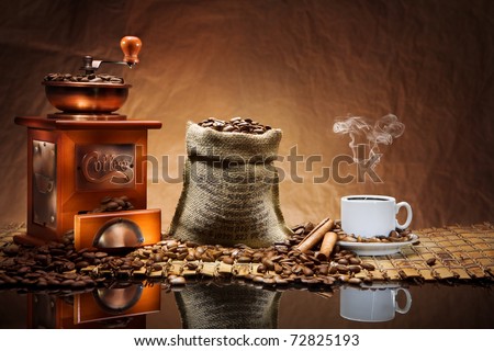 coffee accessories on mat Royalty-Free Stock Photo #72825193