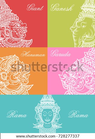 Head set characters of Ramayana vector