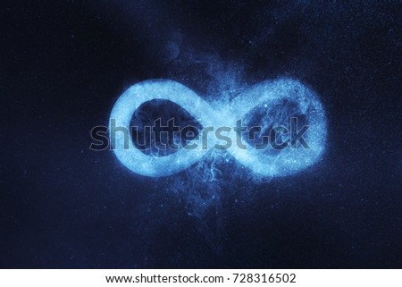 Infinity symbol or sign. Abstract night sky background Royalty-Free Stock Photo #728316502