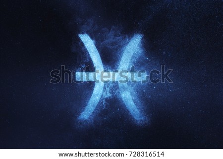 Pisces Zodiac Sign . Abstract night sky background