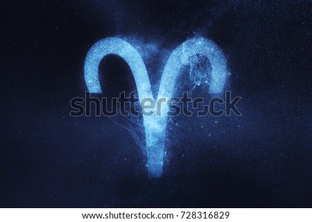 Aries Zodiac Sign. Abstract night sky background Royalty-Free Stock Photo #728316829