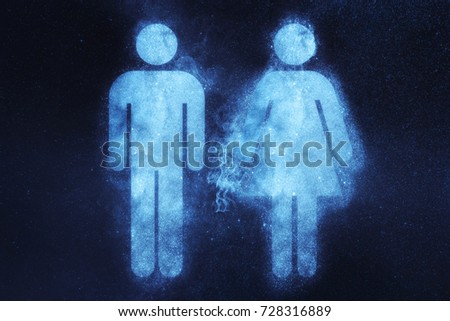 Male and female sign. Abstract night sky background
