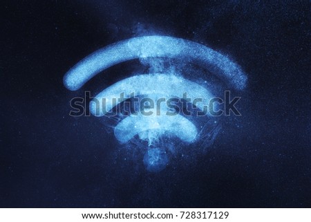 Wi-Fi  symbol. Wi Fi sign.  Abstract night sky background