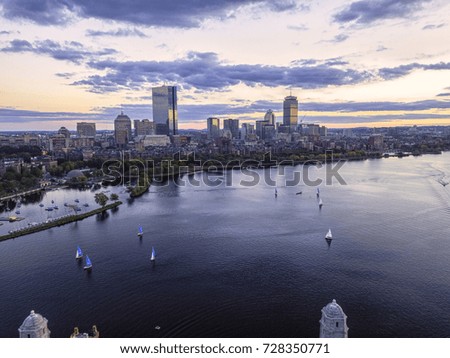 Boston Massachusetts USA, Back Bay Skyline of downtown on a Summer, Aerial view