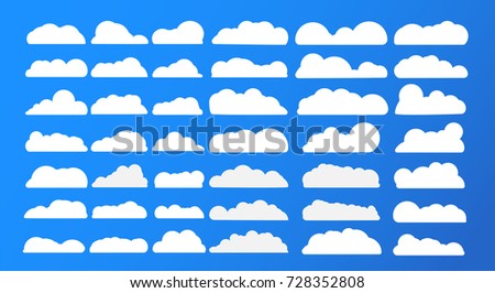 Different type of white clouds on blue background. 