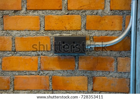 Black Plugs on the brick wall