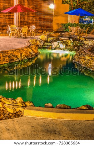 Small pond in Coronado island at night. San Diego, California