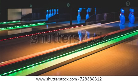 Colorful bowling evening in Amsterdam, The Netherlands Royalty-Free Stock Photo #728386312
