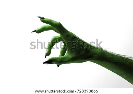 Halloween green witches or zombie monster hand Royalty-Free Stock Photo #728390866