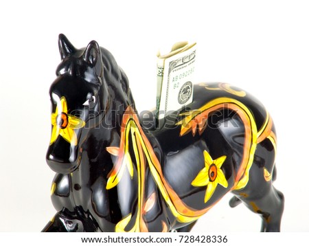 penny bank horse isolated on white background