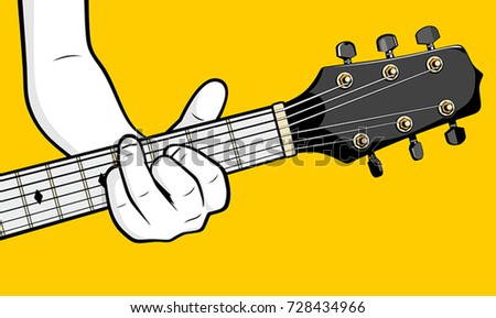 Guitar player hand playing chord