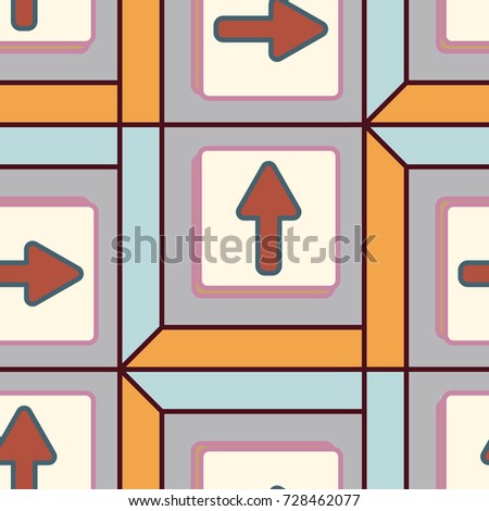 Seamless abstract pattern with arrows on button.