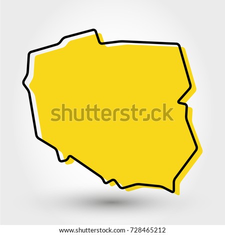 yellow outline map of Poland, stylized concept Royalty-Free Stock Photo #728465212